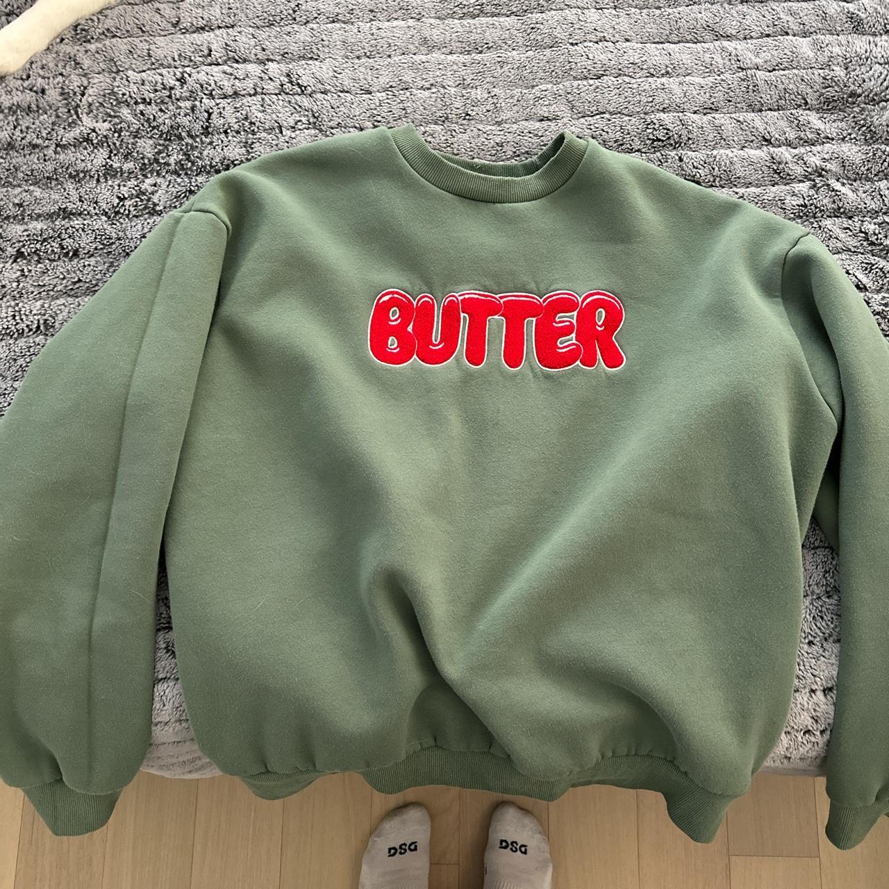 Butter Goods Men's Green and Red Jumper Depop