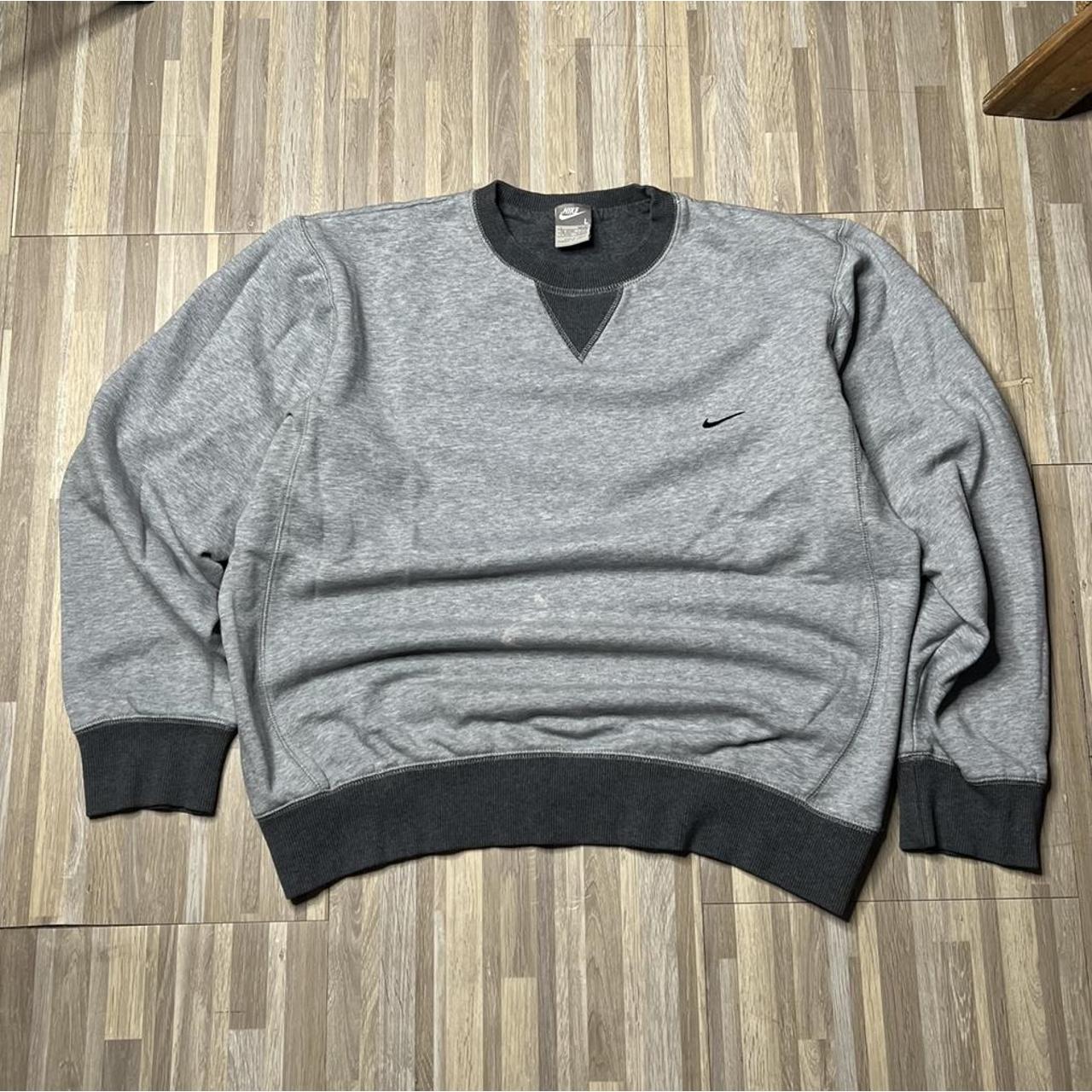 nike mini swoosh oversized boxy sweatshirt in grey