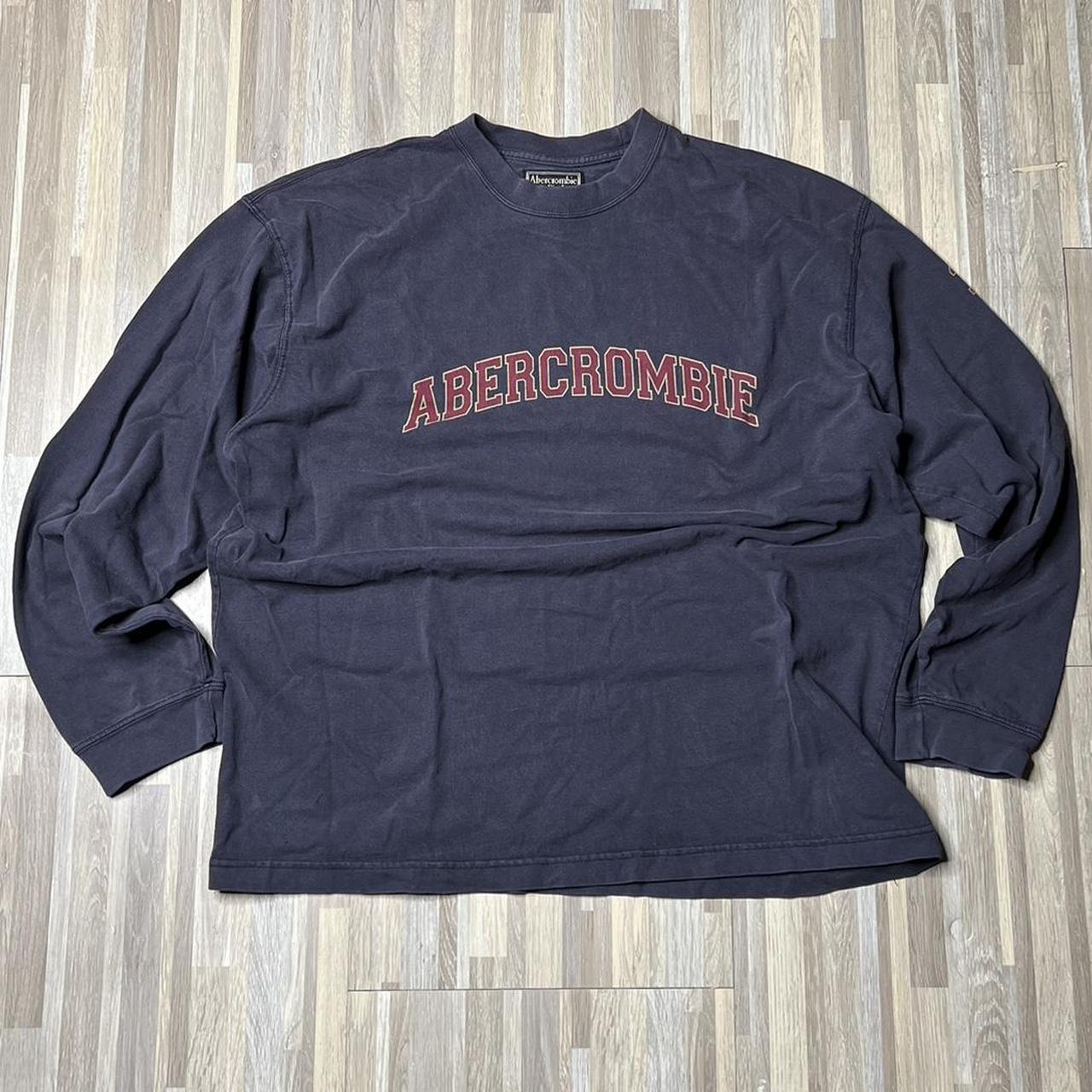 Abercrombie & Fitch Men's Navy and Burgundy T-shirt | Depop