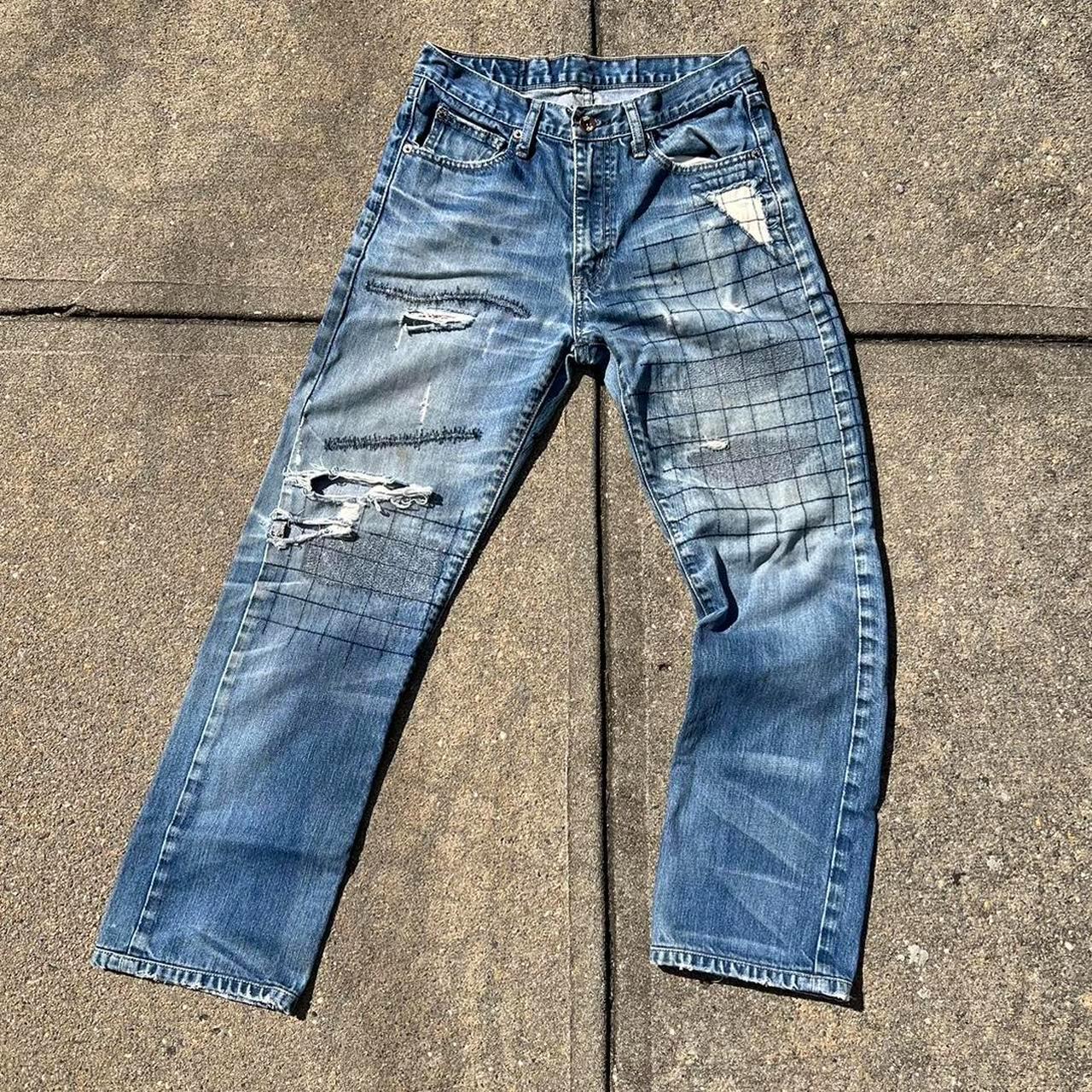 VTG 2000s Neighborhood Distressed Boro Sashiko Denim... - Depop