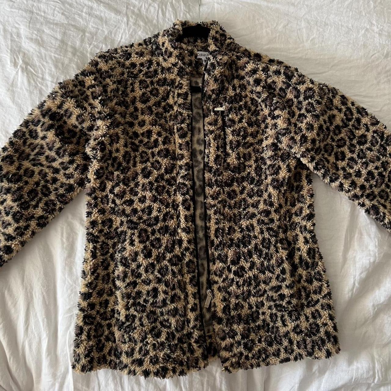 calvin klein leopard cozy jacket - Depop