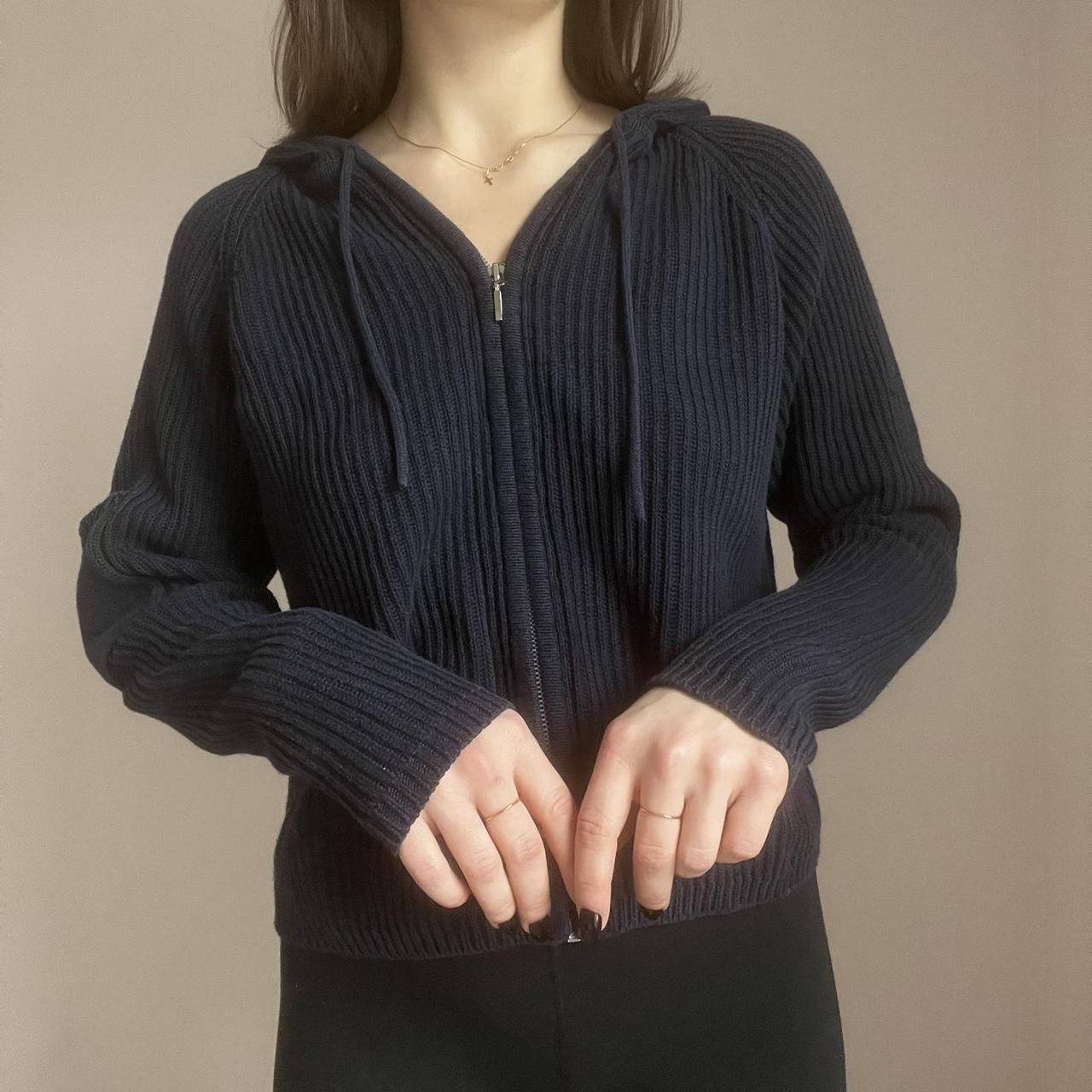 Navy Blue Zip Up Sweater Thick Ribbed And Soft... - Depop