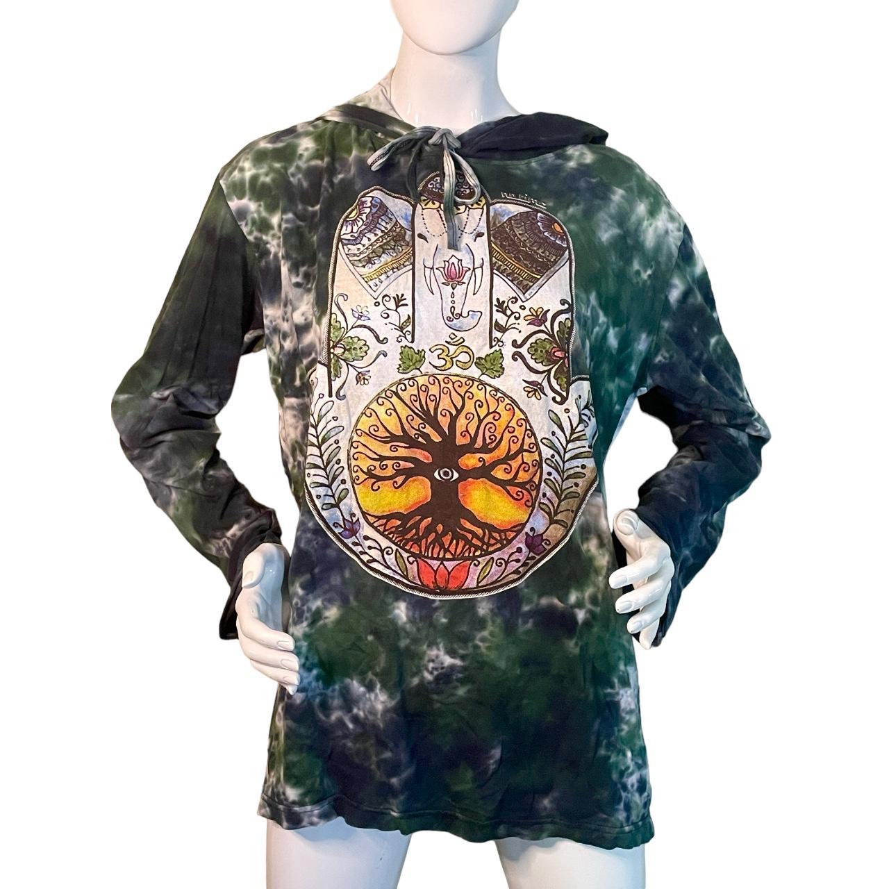 Kathmandu Imports tie dye graphic long sleeve hooded... Depop