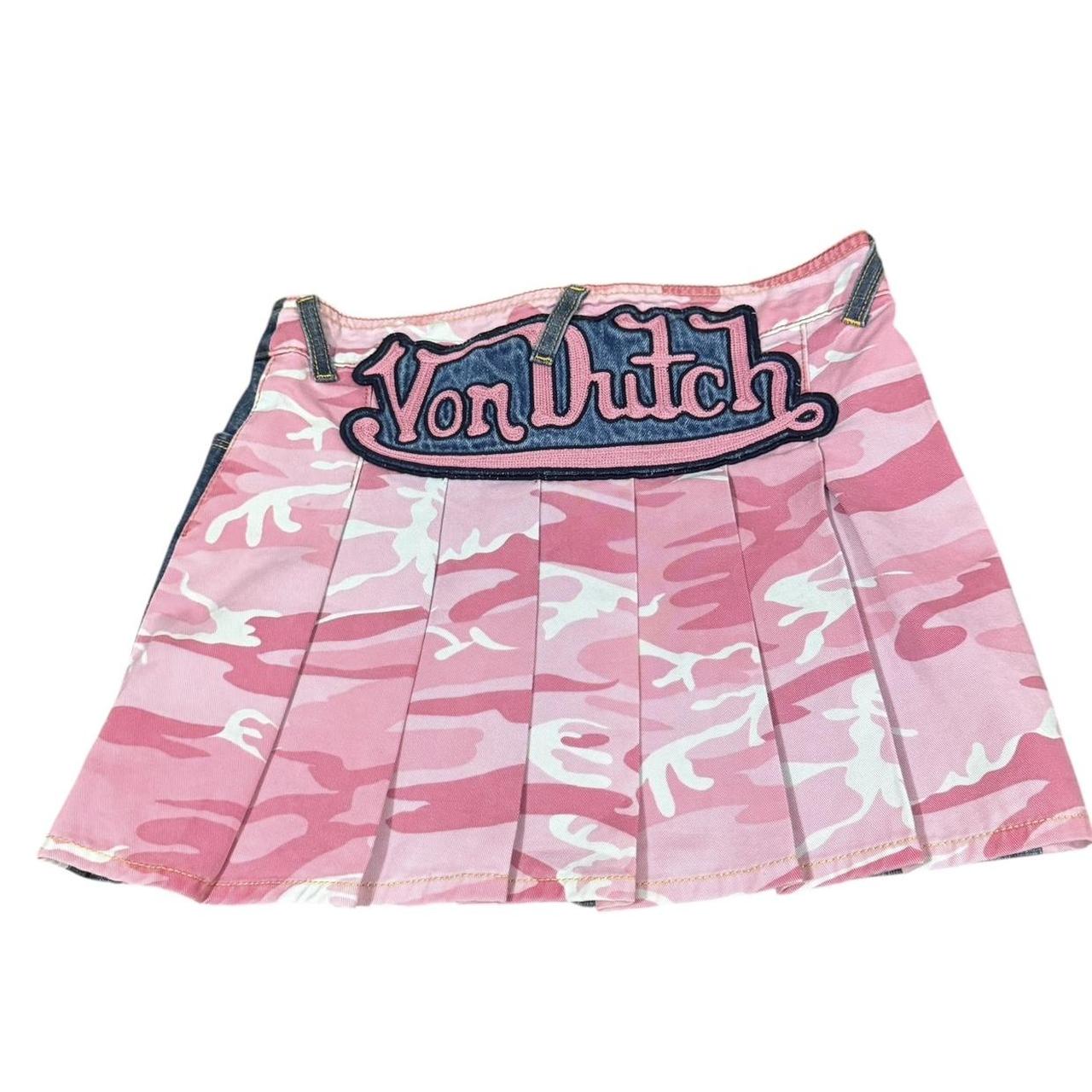 Pink von-dutch-mini-skirt - Depop