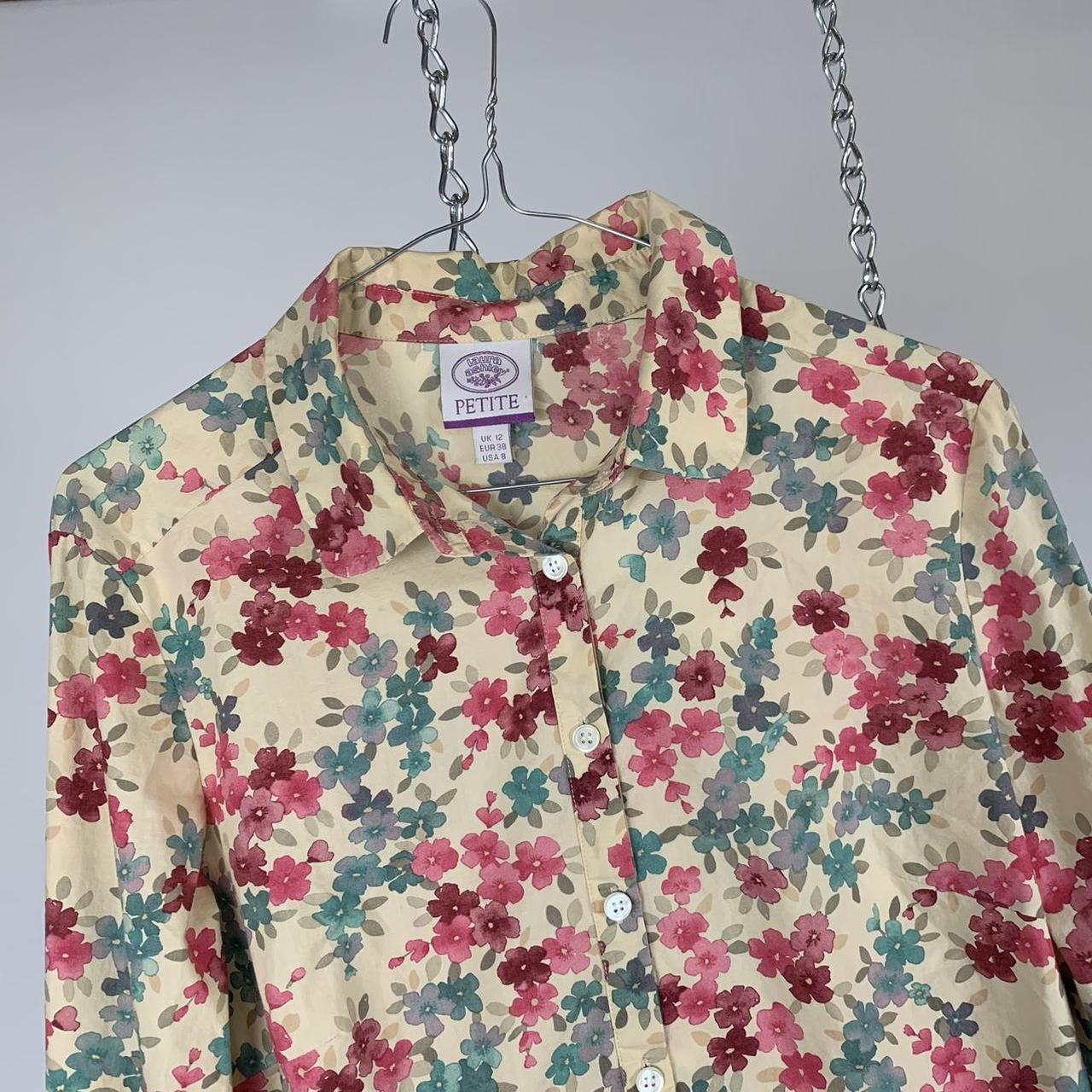 Laura Ashley Women's Cream and Pink Shirt | Depop