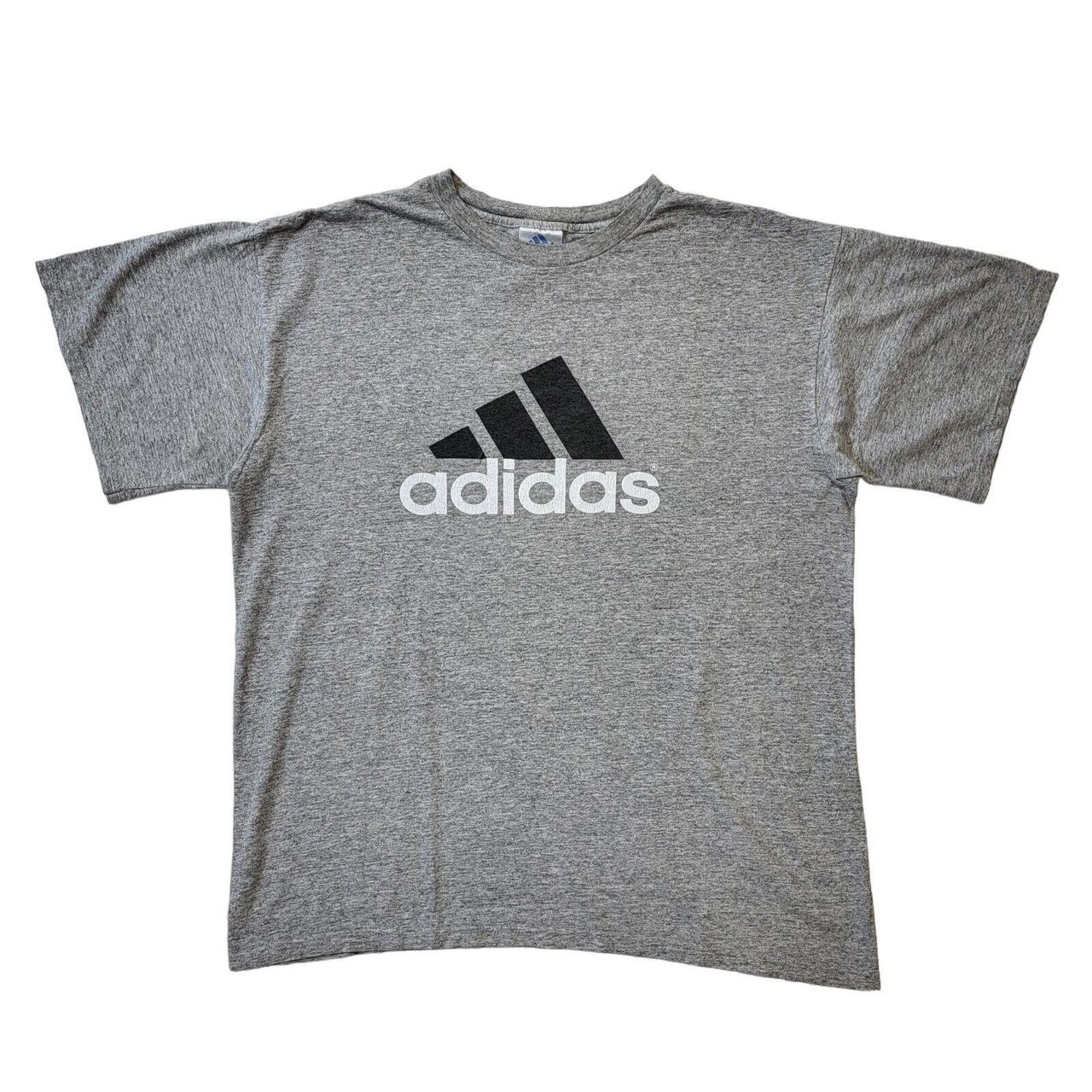 Adidas 90s Vintage Grey Crew Neck T-Shirt Men's Size... - Depop