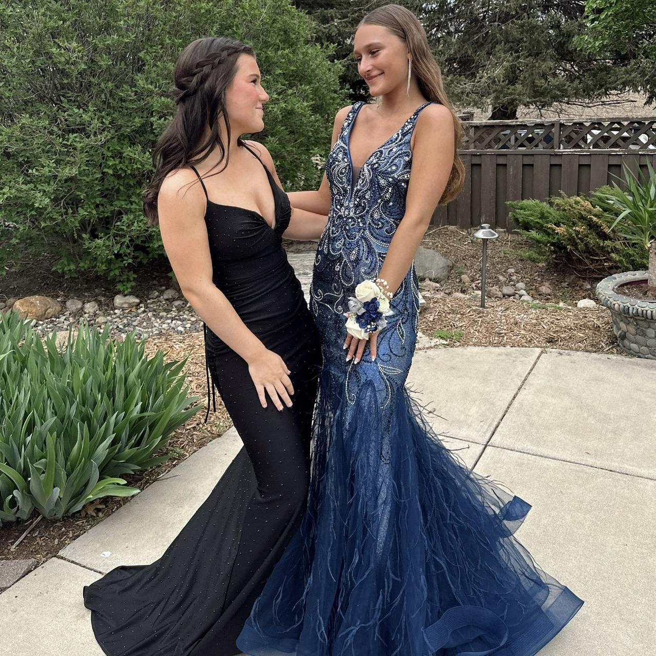 Navy blue prom dress from prom shop - Depop