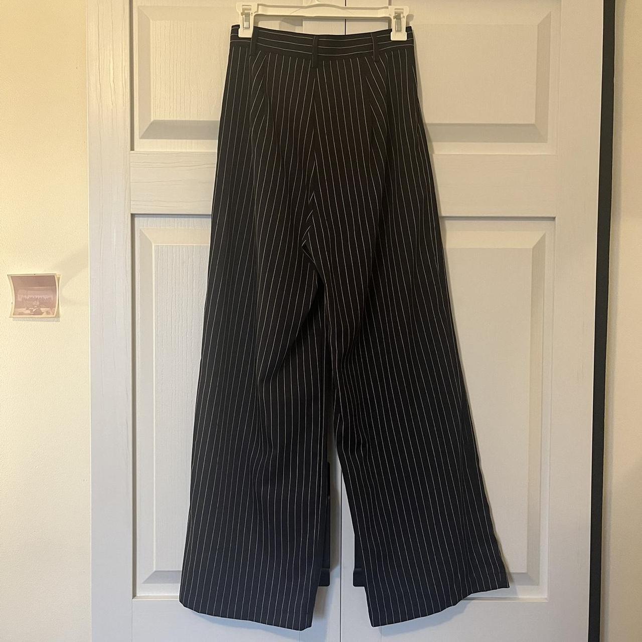 Cider Navy Blue Pin Stripe Wide Leg Trousers... Depop