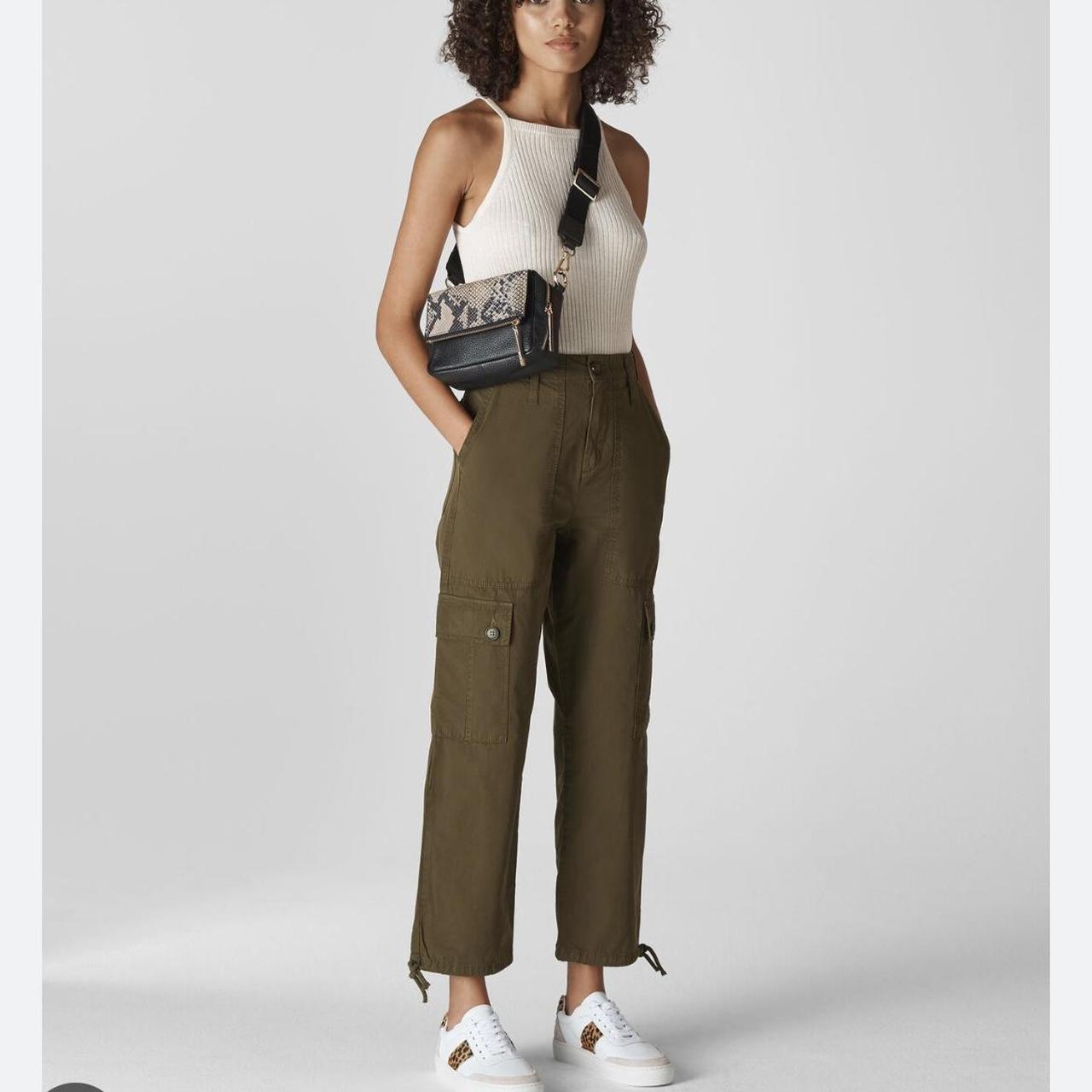 Whistles Women's Khaki Trousers Depop