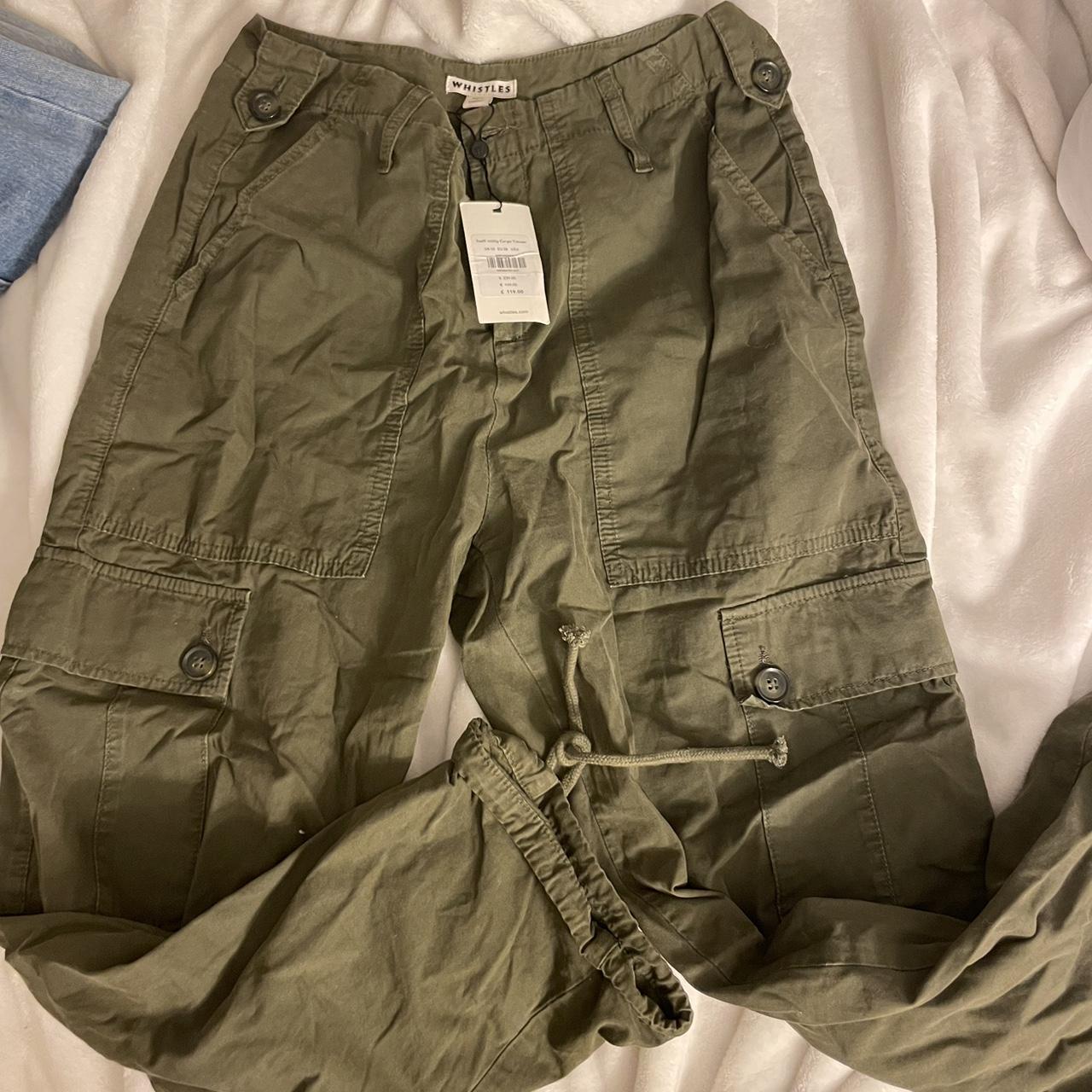 Whistles Women's Khaki Trousers Depop