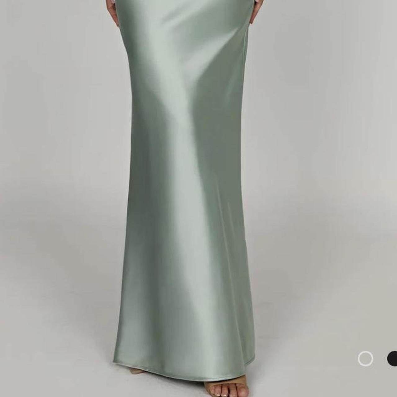 BABYBOO FASHION BETHANY MAXI SATIN DRESS - SAGE • - Depop