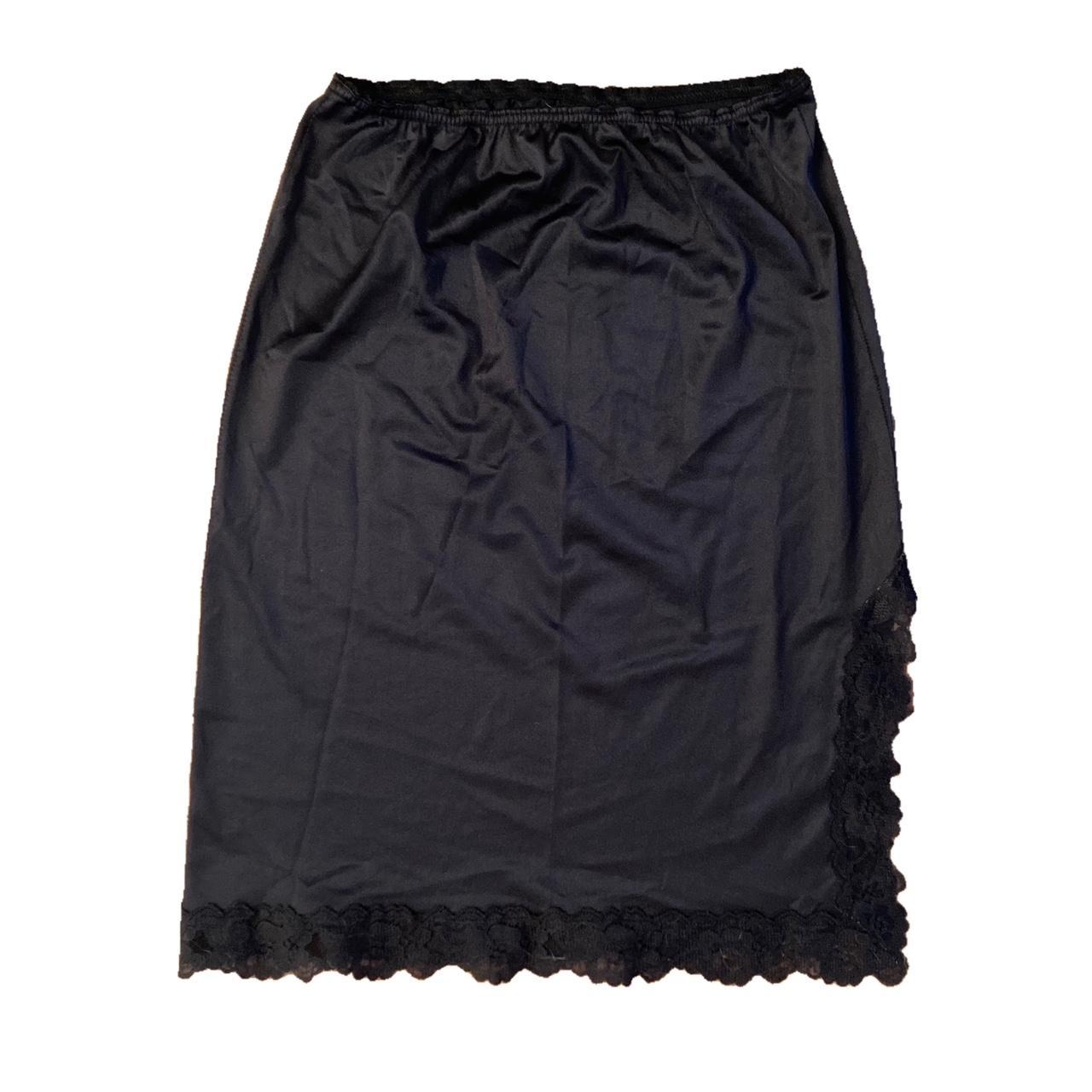 Vintage 90s black lace Slip midi skirt Beautiful... - Depop