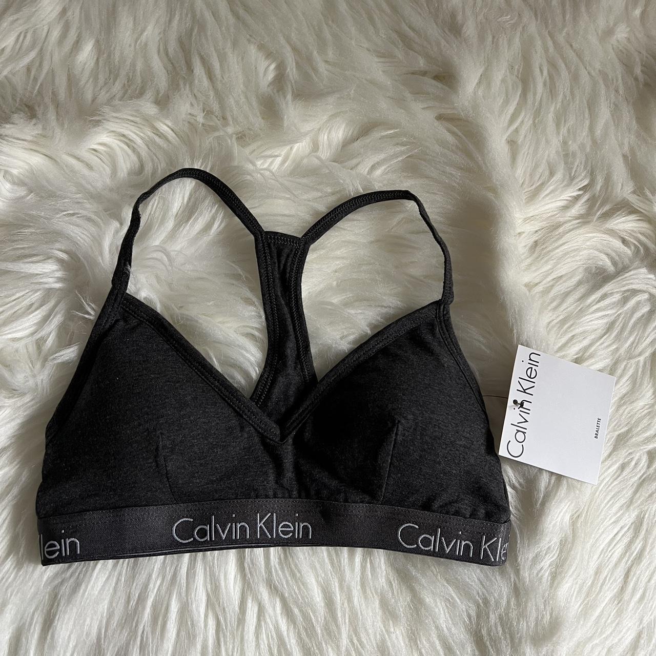 Calvin Klein Bralette NWT Size Small Dark gray - Depop