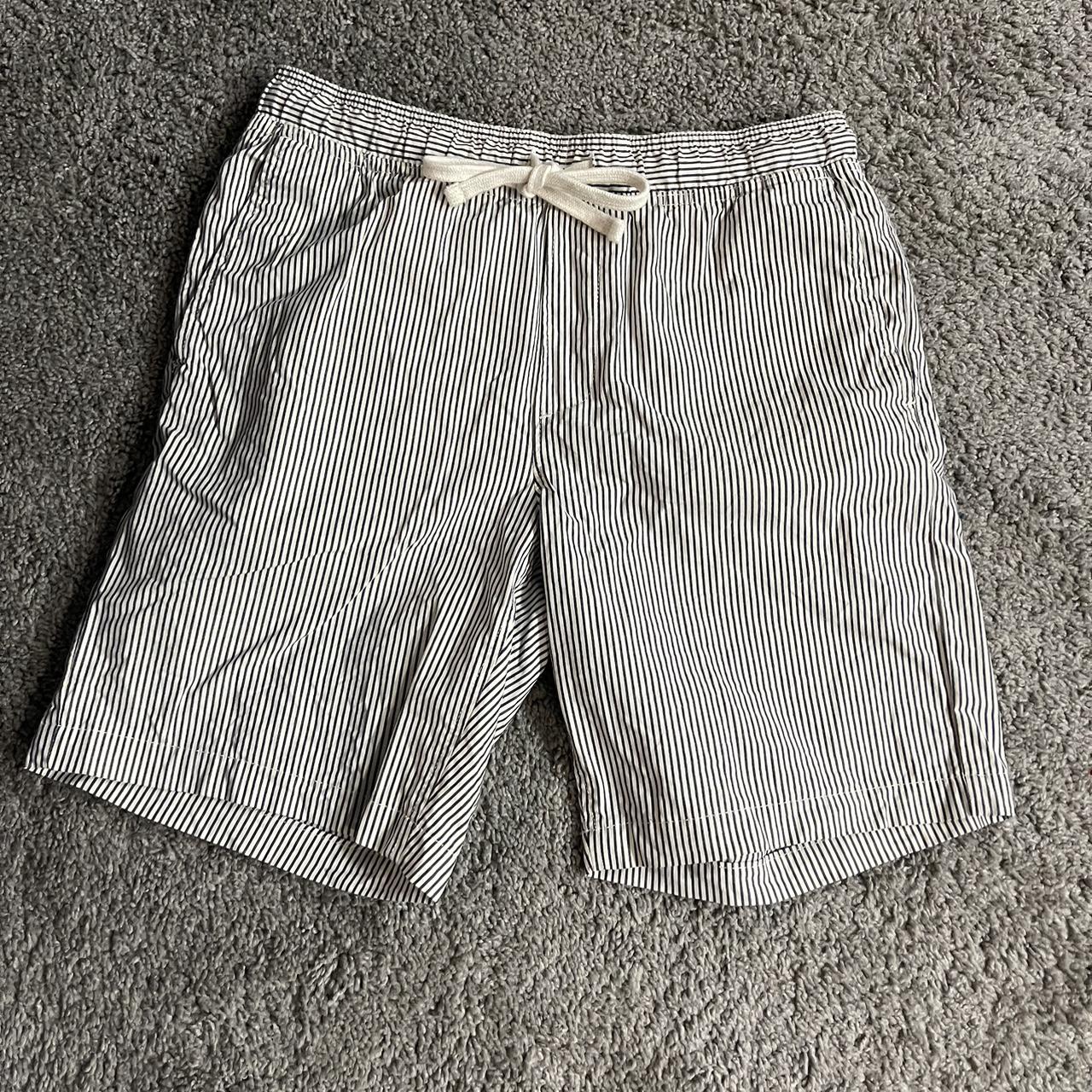 These white and black striped Banana Republic shorts... - Depop