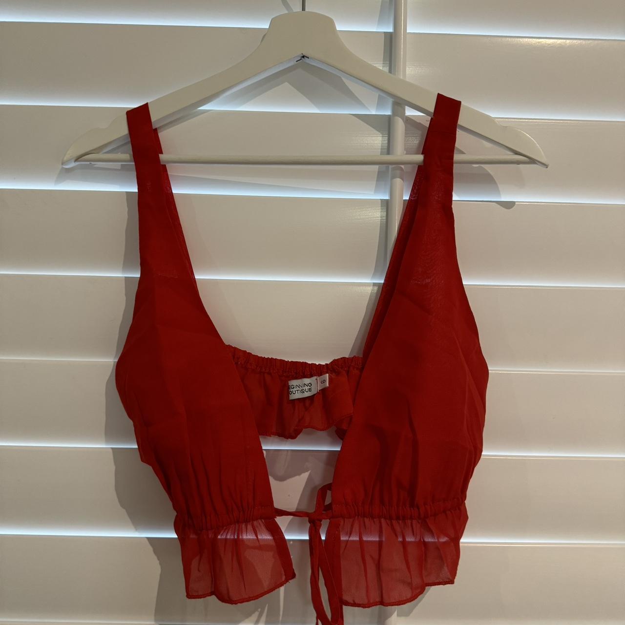 Red beginning boutique crop top size 6 #fashion... - Depop