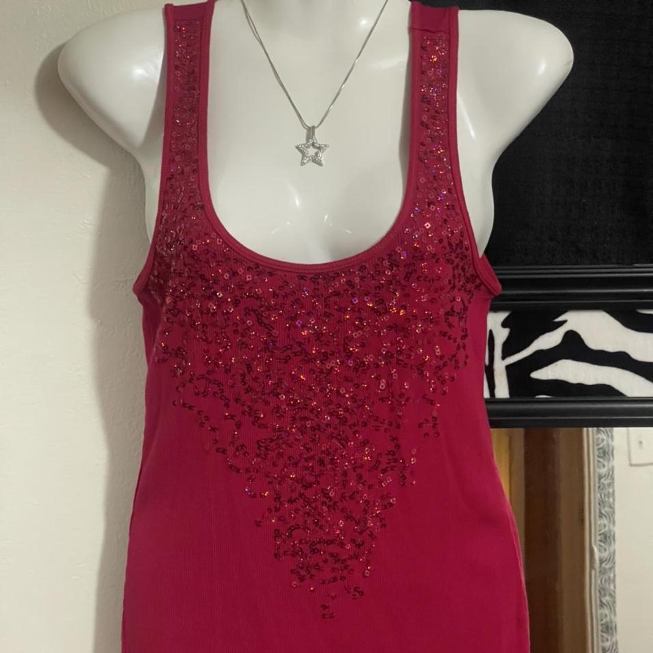 Cute hot pink sequin tank top for the mcbling... - Depop