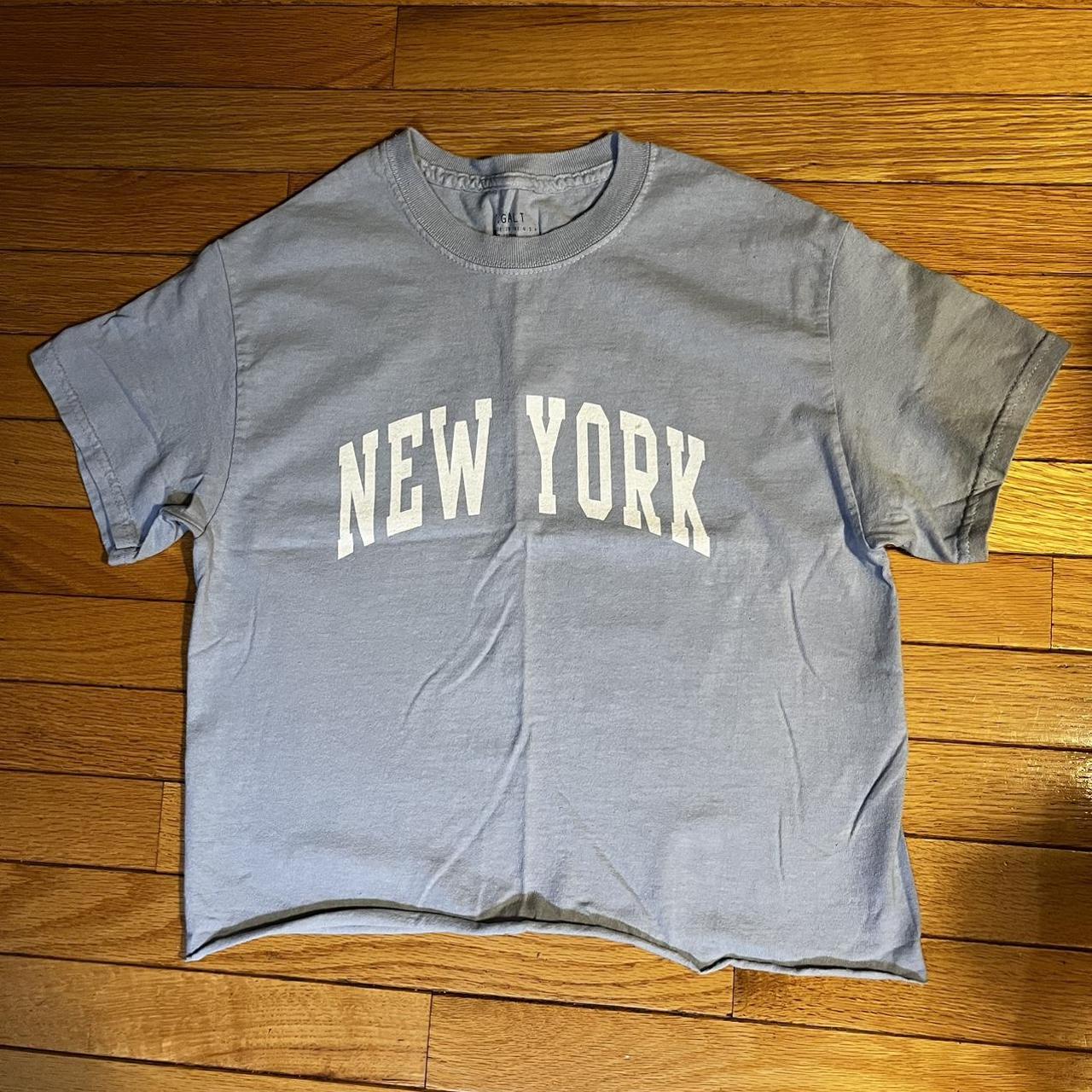 JOHN GALT BRANDY MELVILLE Gray With White NEW YORK Short Sleeve T-Shirt  O/S