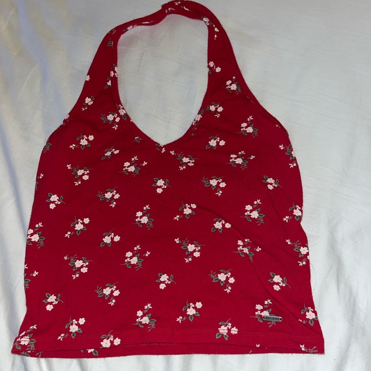 Cute red Hollister top Worn once Double lined... Depop