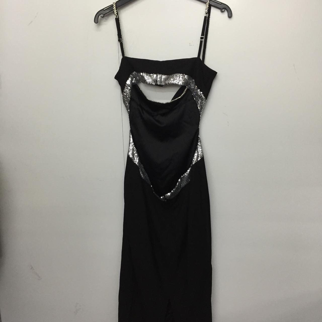 43 MISTRESS ROCKS BLACK CRYSTAL TRIM MIDI DRESS... - Depop