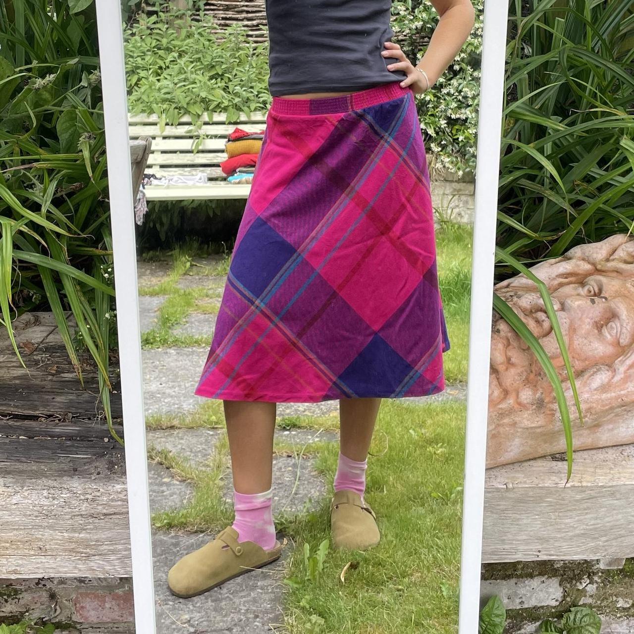 Pink purple plaid skirt best sale