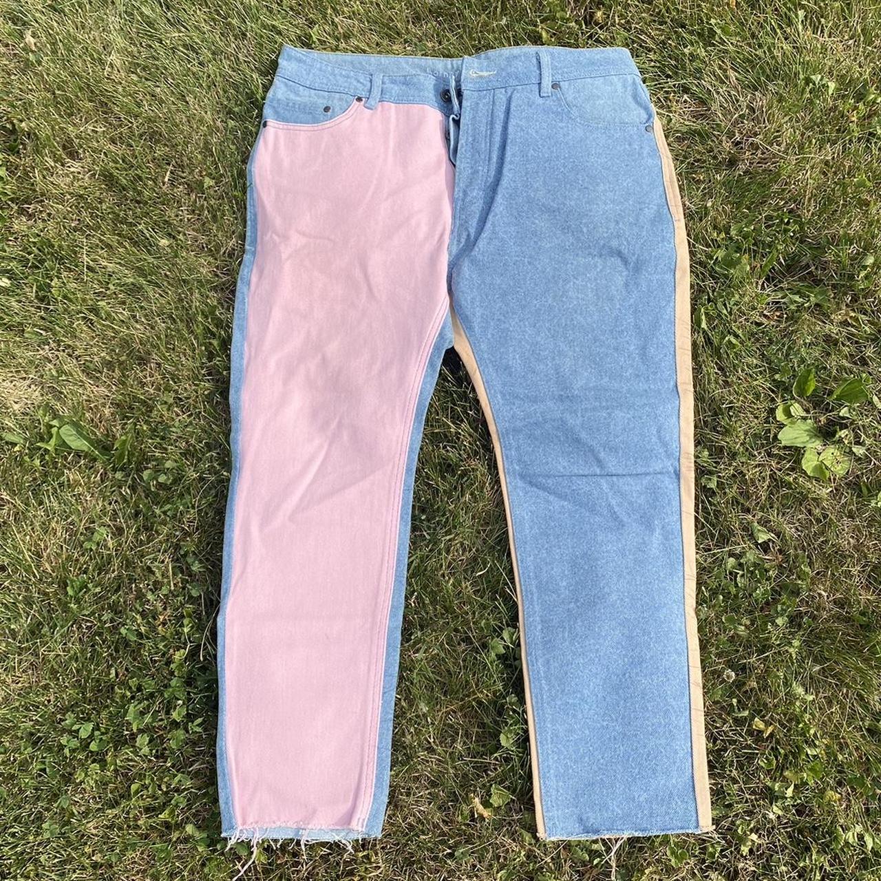 Barney Cools Men's Yellow and Pink Jeans