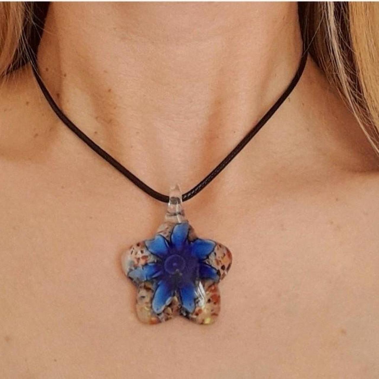 Glass Flower Pendant Necklace Glass 🌼 pendant on... Depop