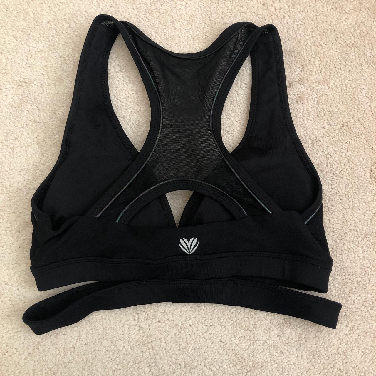 forever 21 black mesh sports bra with strappy back. - Depop