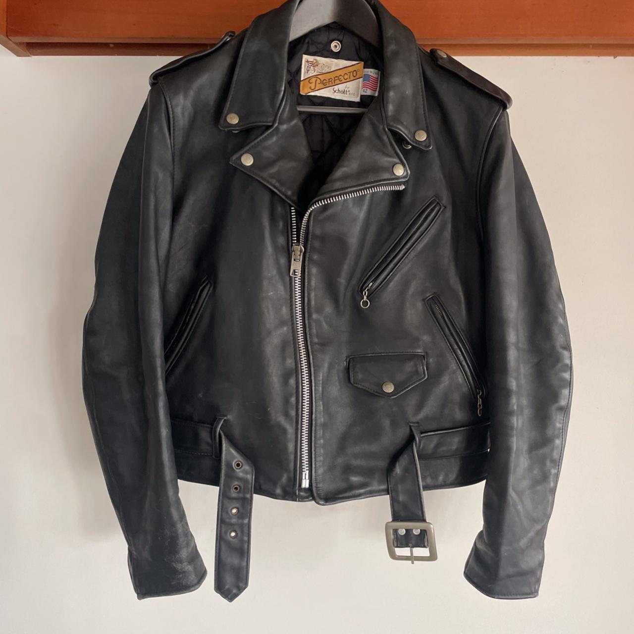 Schott Perfecto Men's Black Leather Jacket, if you... - Depop