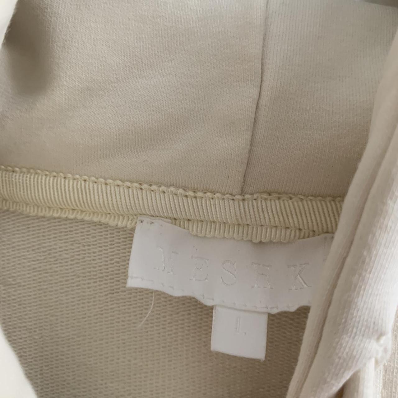Meshki cream cropped hoodie Size L White fox... - Depop