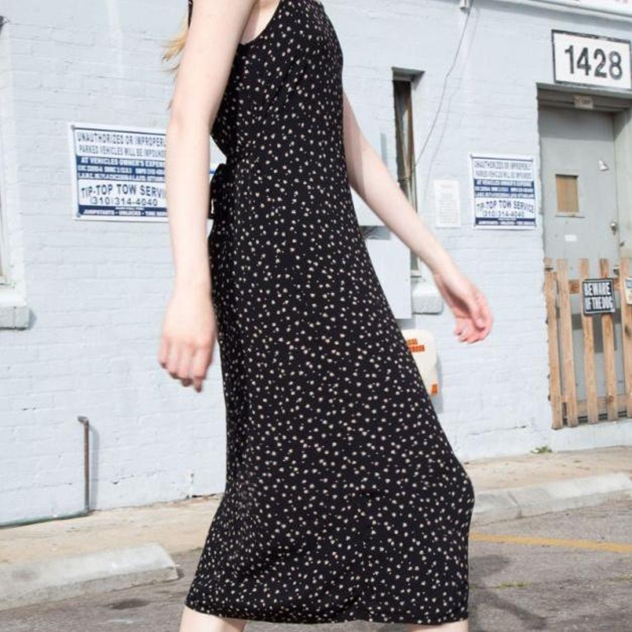 Brandy Melville Maxi Black Floral Maxi Dress Paulina Depop 