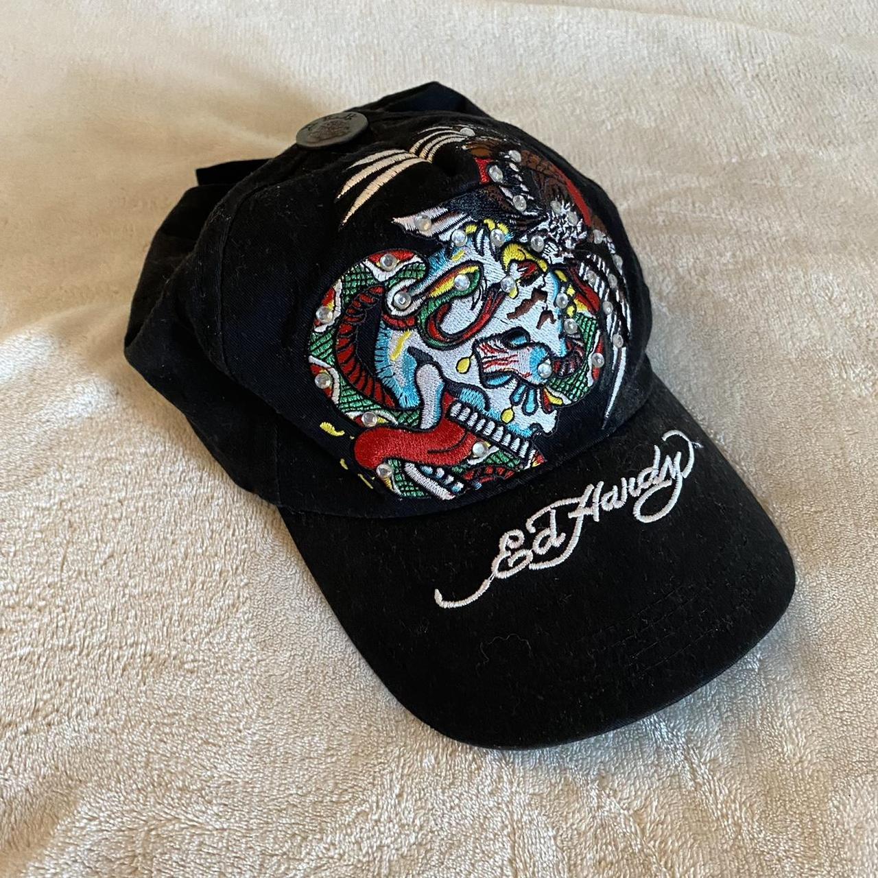 Ed Hardy Men S Black And White Hat Depop   P0 