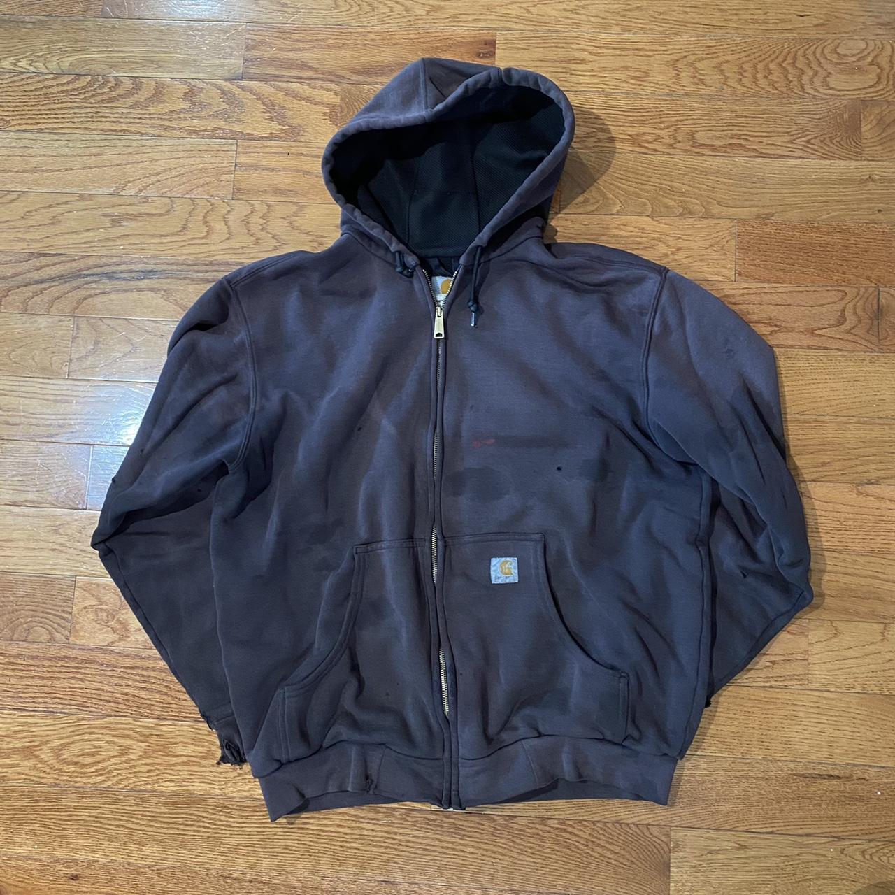 Vintage Sunfaded Black Carhartt Hoodie Sz XL... - Depop