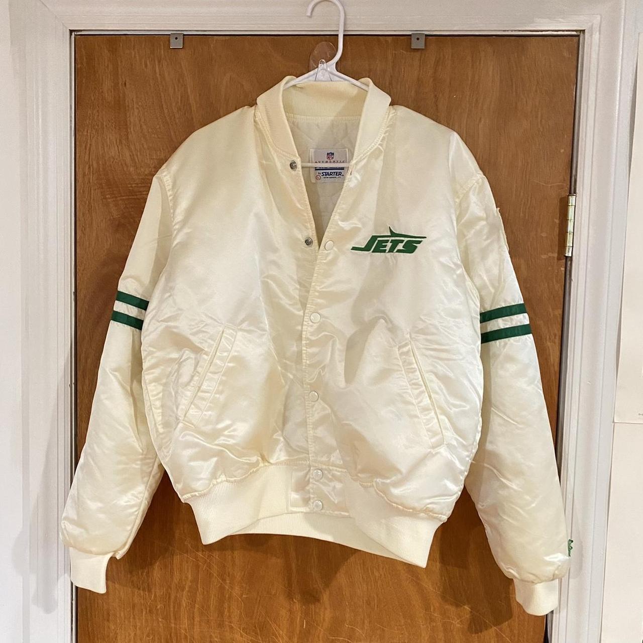 Ny Jets Starter Jacket Retro Logo W/ Striped Sleeves