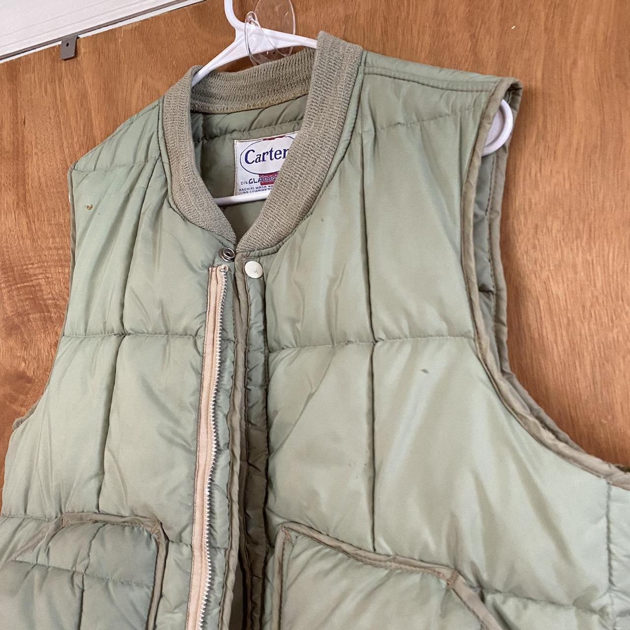 Vintage 70s Carters Sage Green Puffer Vest, Sz XL