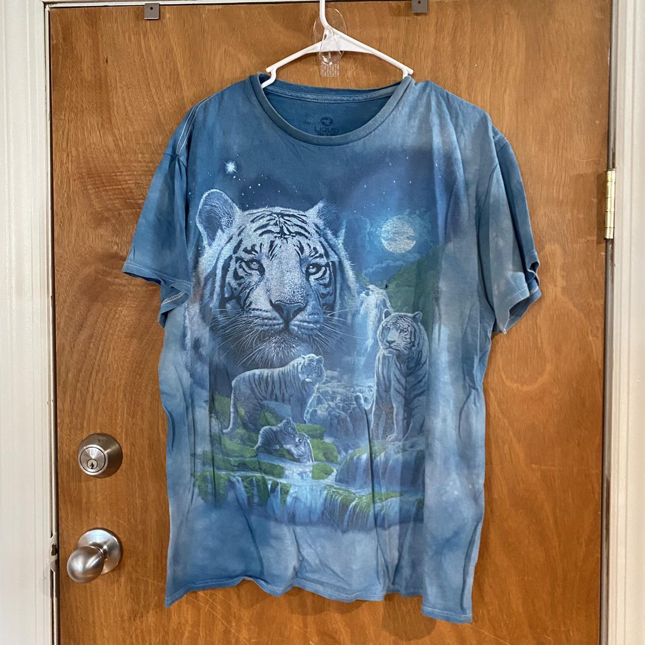 Vintage Liquid Blue All Over Print Tiger Shirt