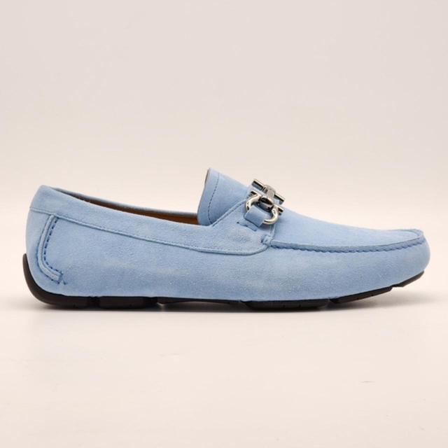 Ferragamo blue outlet suede shoes