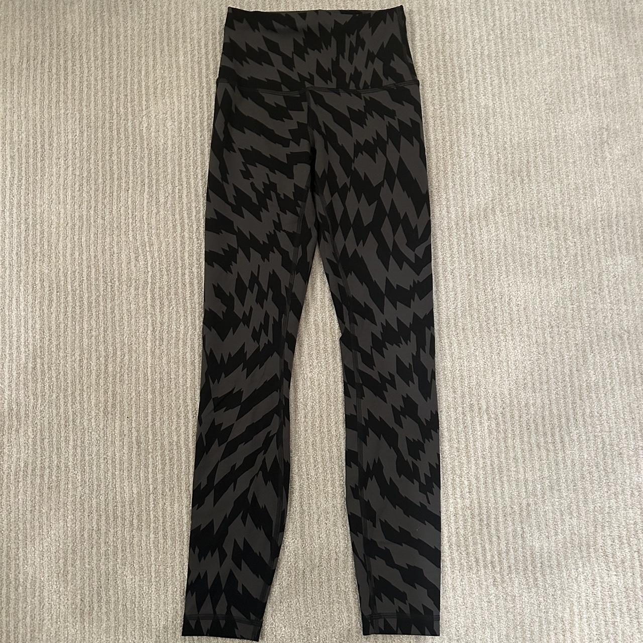 Lululemon black/grey/white patterned leggings with - Depop