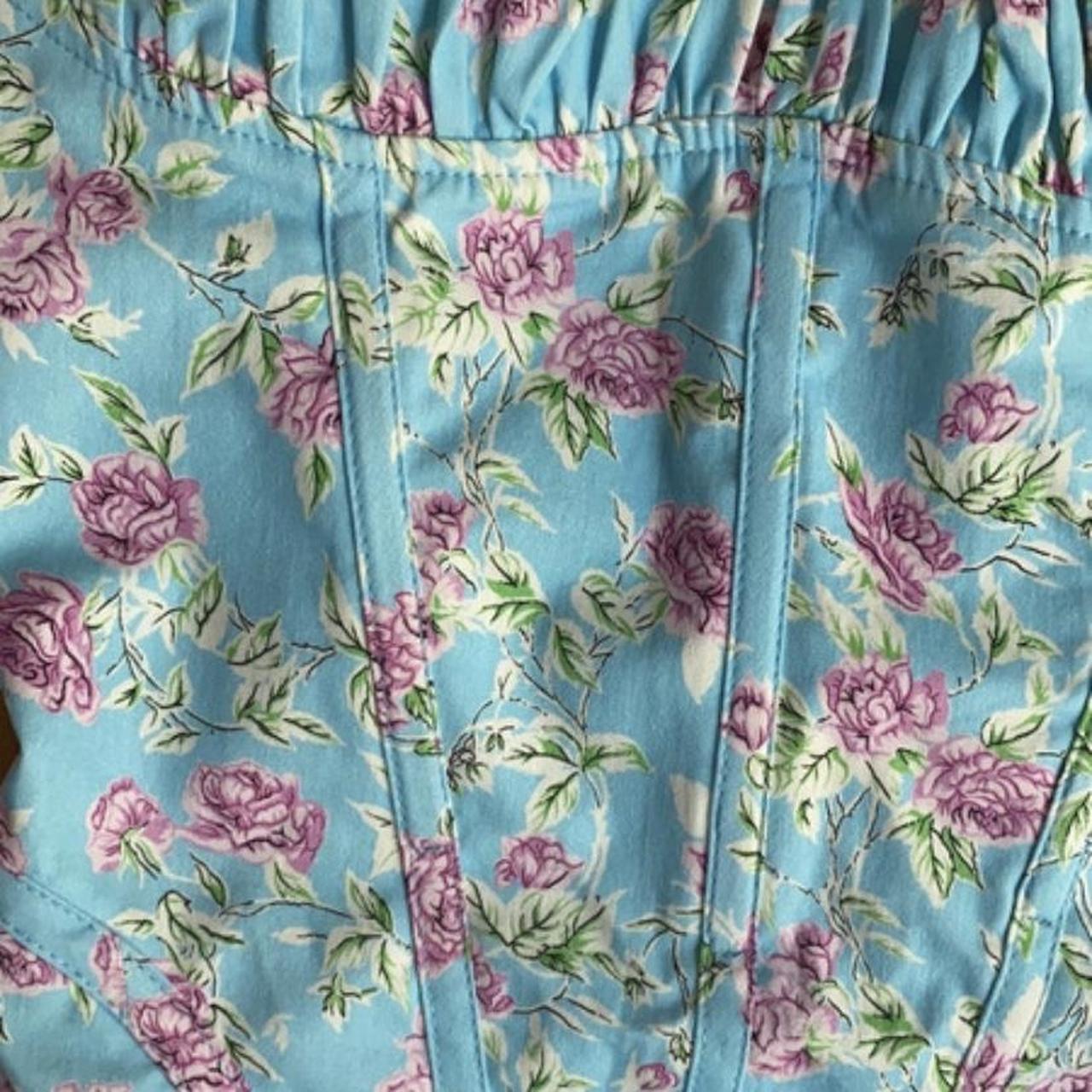 Zara Pink And Blue Floral Bodysuit In A Size Small Depop