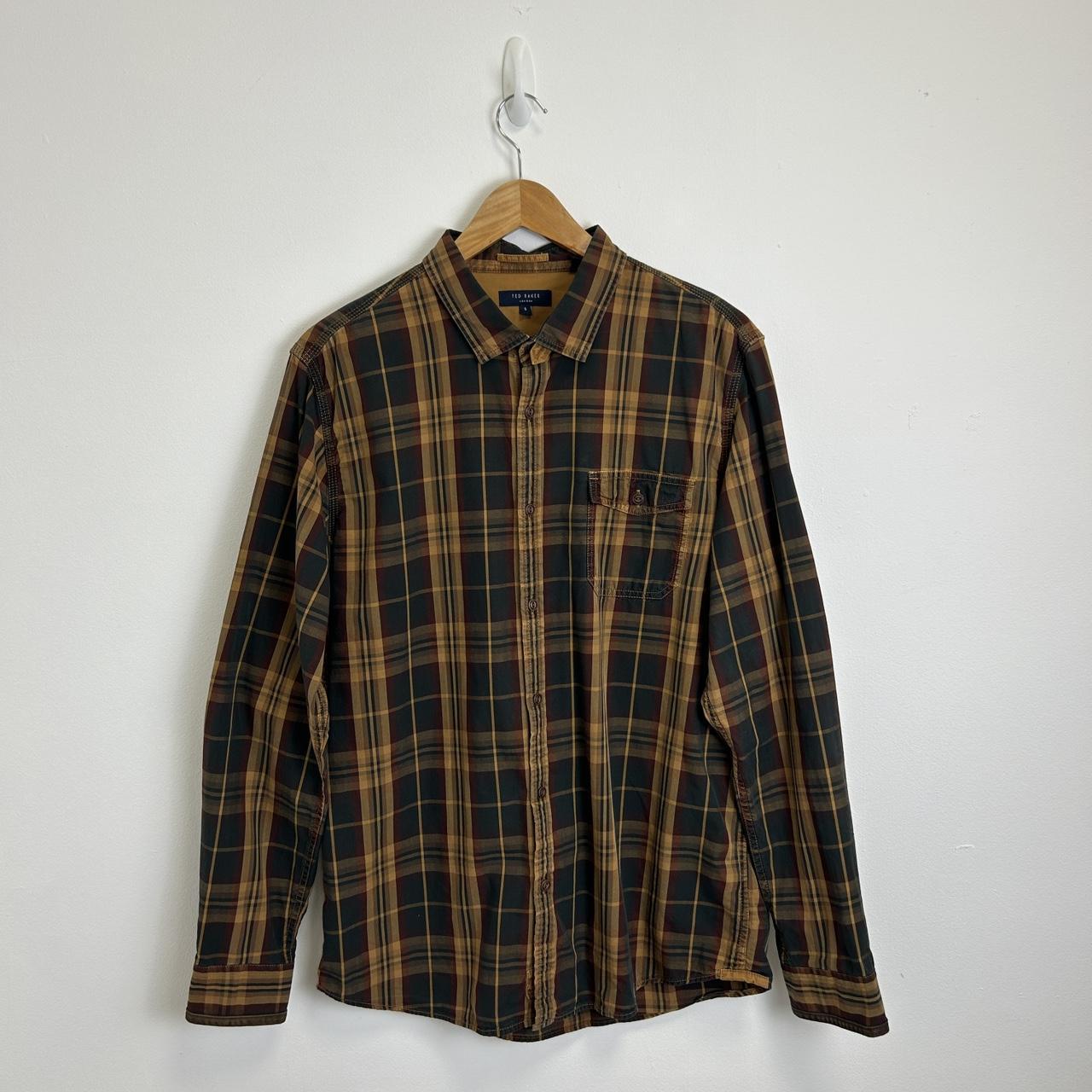 Plaid check Ted Baker shirt with elbow patches.... - Depop