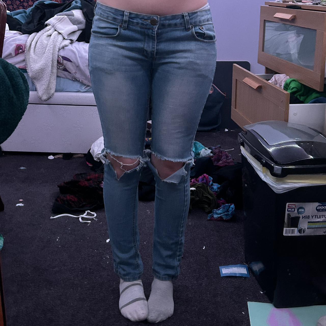 boohoo skinny ripped jeans size 12 Depop