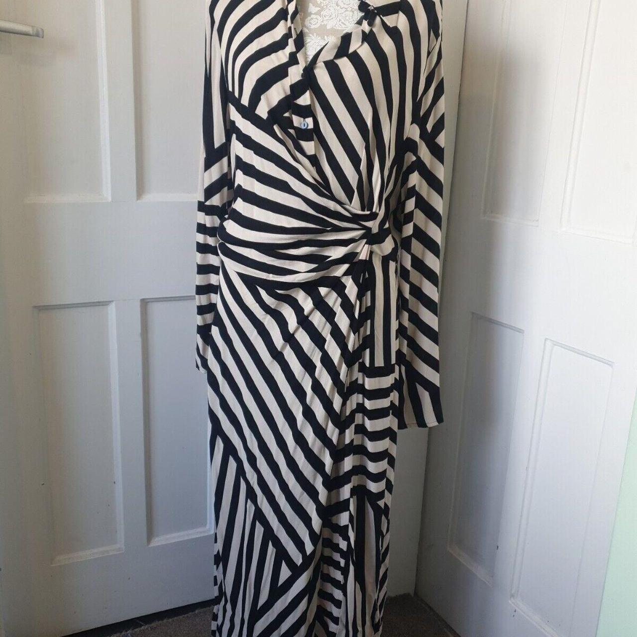 Mango Black & Cream Twist Front Maxi Shirt Dress... - Depop