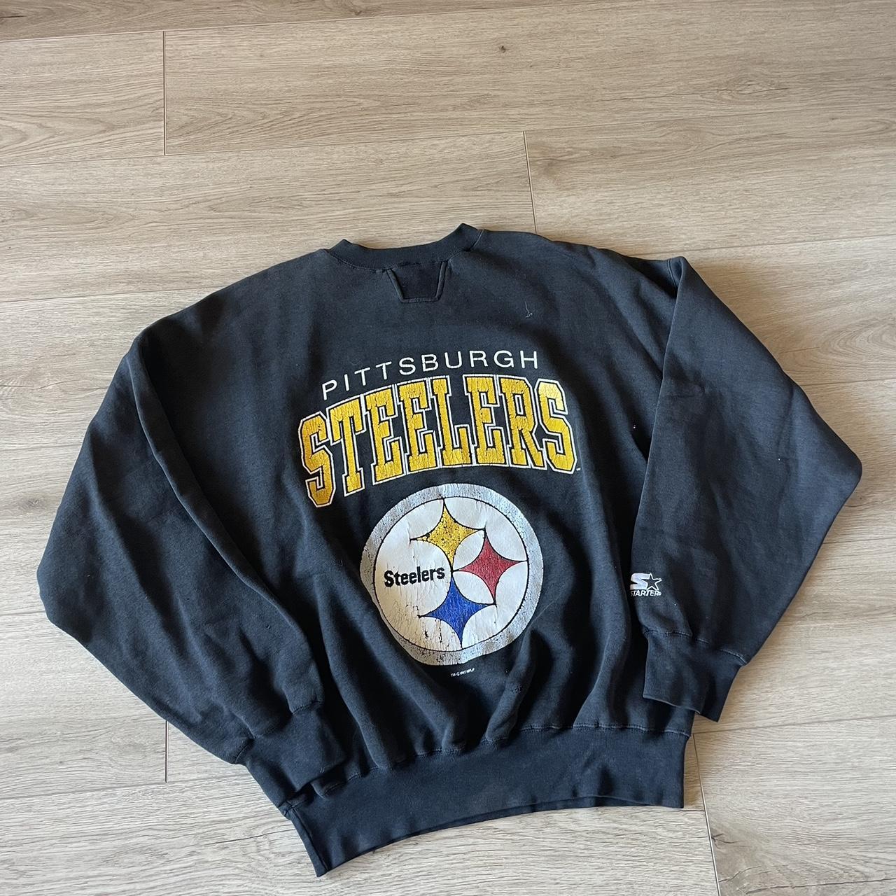 90s Pittsburgh Steelers Starter Crewneck Size L... - Depop