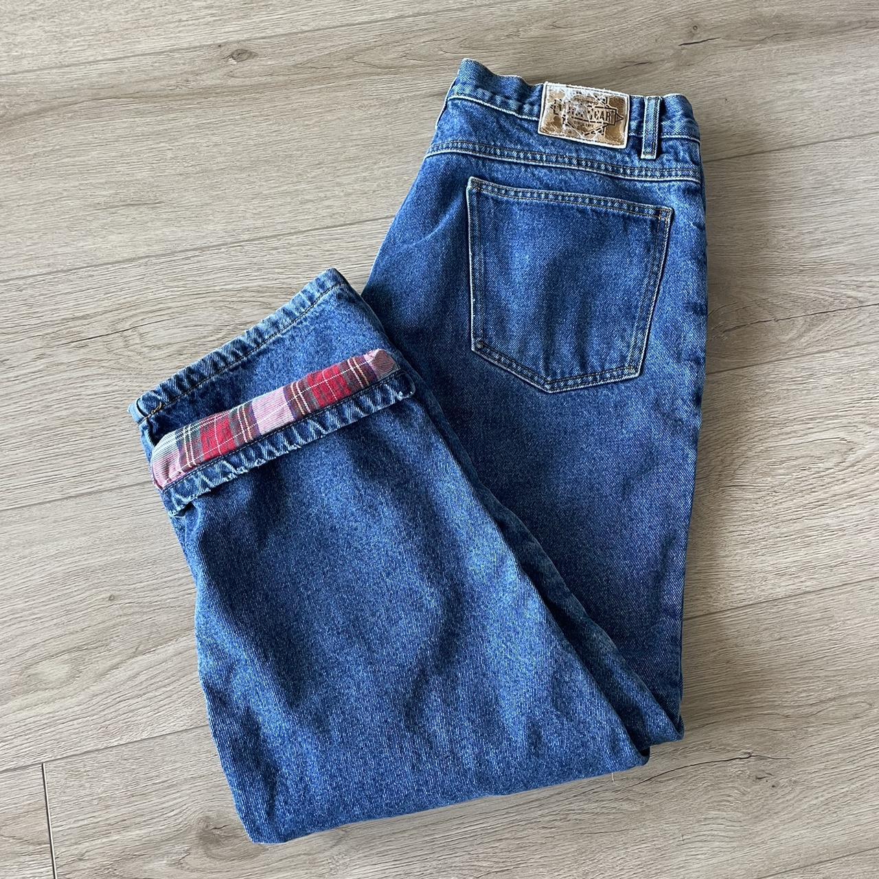 90s guide gear flannel lined denim jeans Measure... - Depop