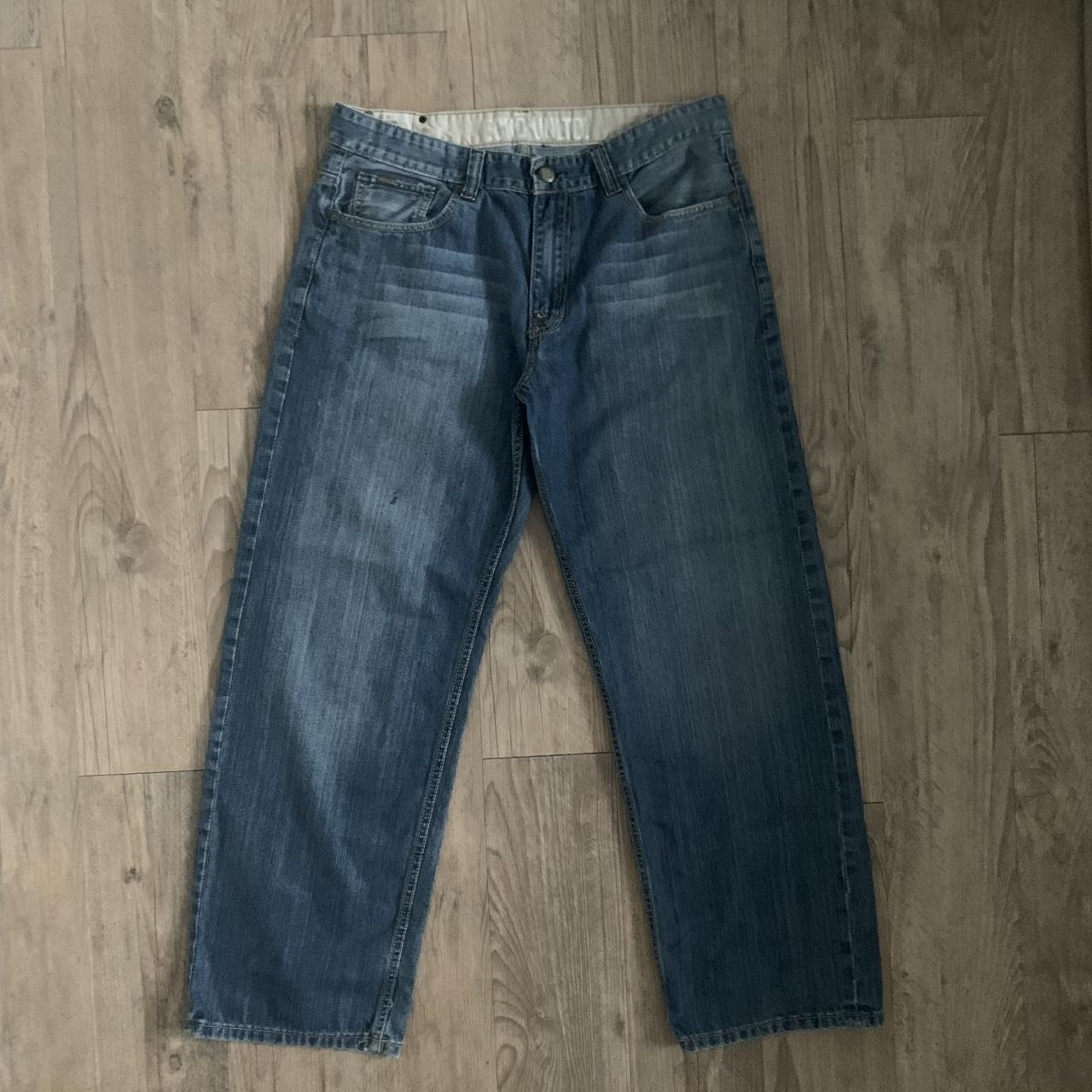 Ecko Unltd. Men's Blue and Cream Jeans | Depop