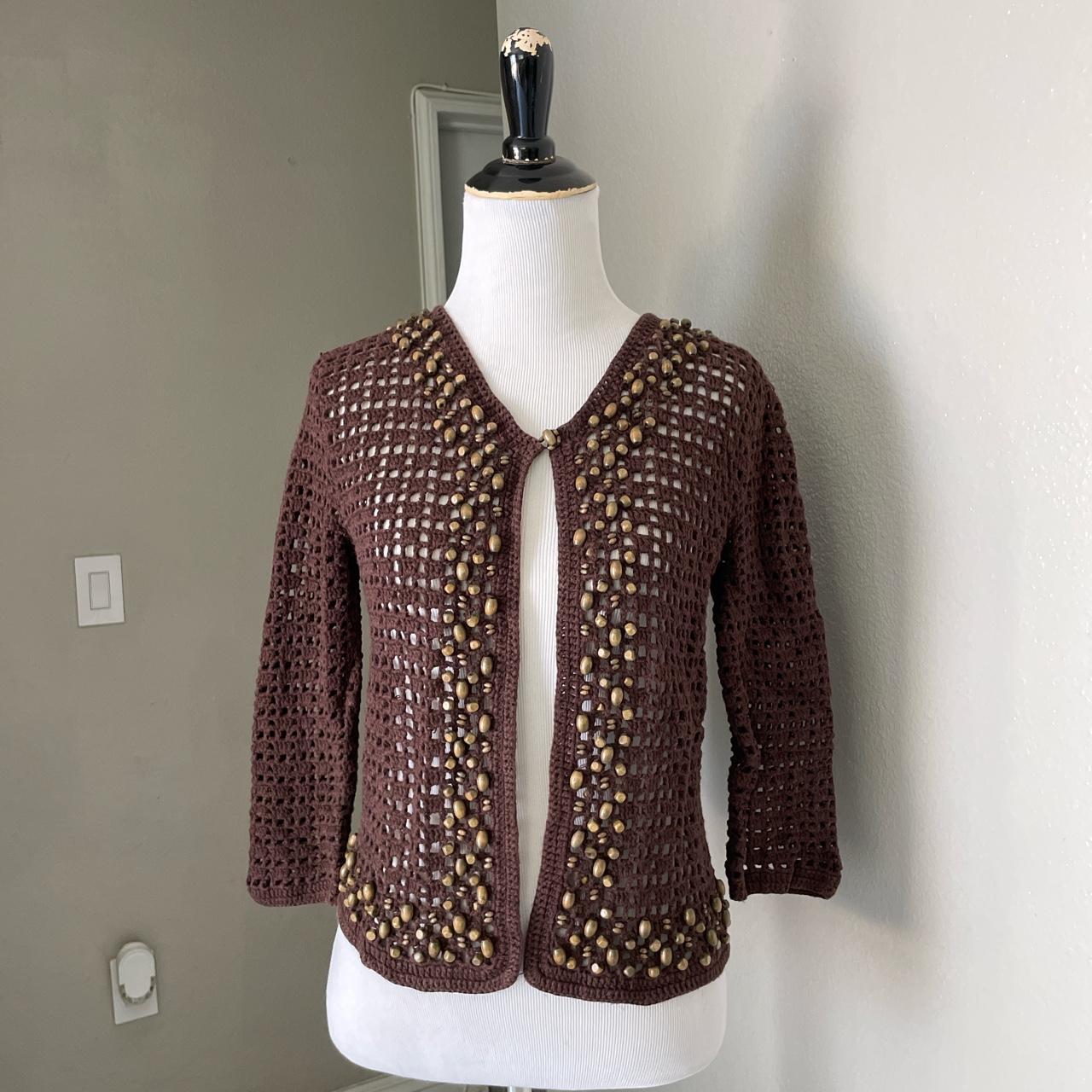 Cottage core brown crochet cardigan 🤎 Size... Depop