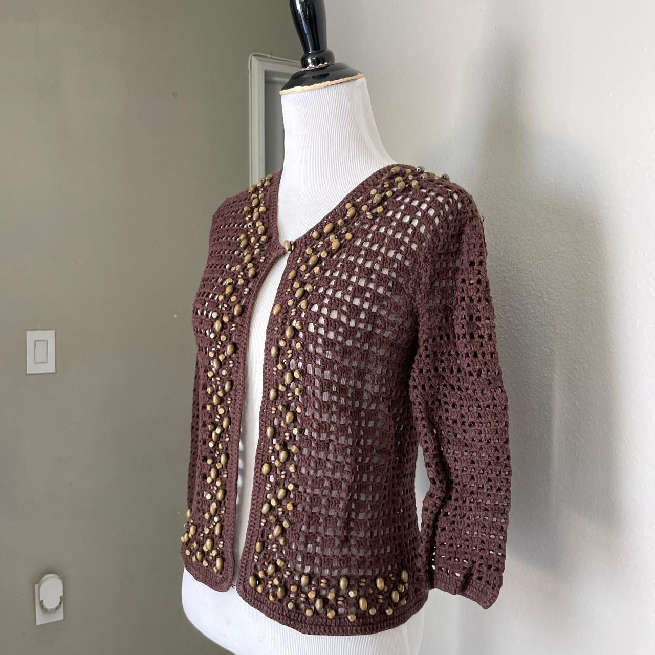 Cottage core brown crochet cardigan 🤎 Size... - Depop