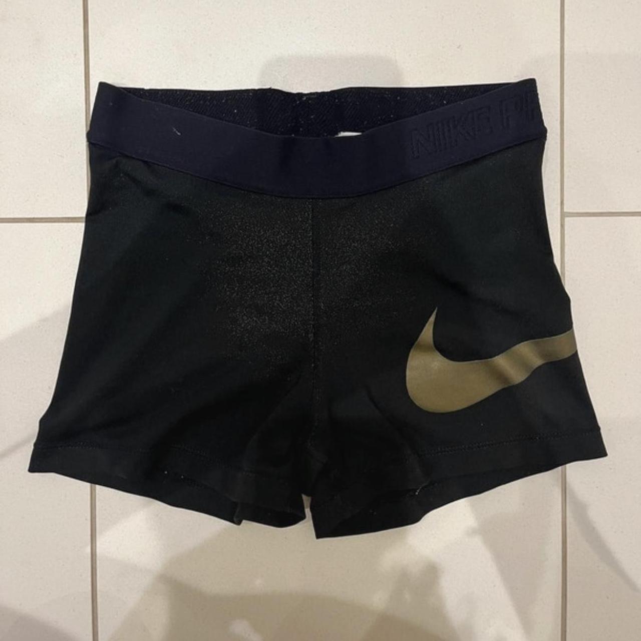 Nike pro shorts Black and gold glitter Nike pro... - Depop