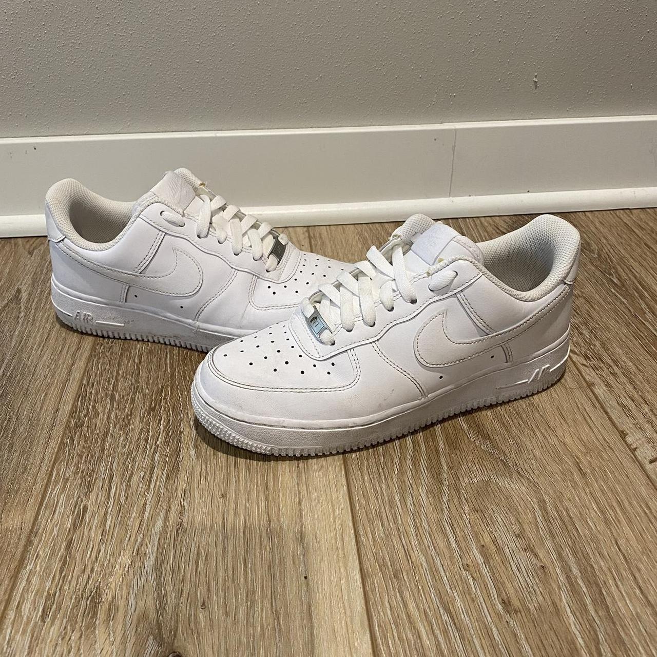 Modern all white Nike Air Force 1 shoes. Nearly... - Depop