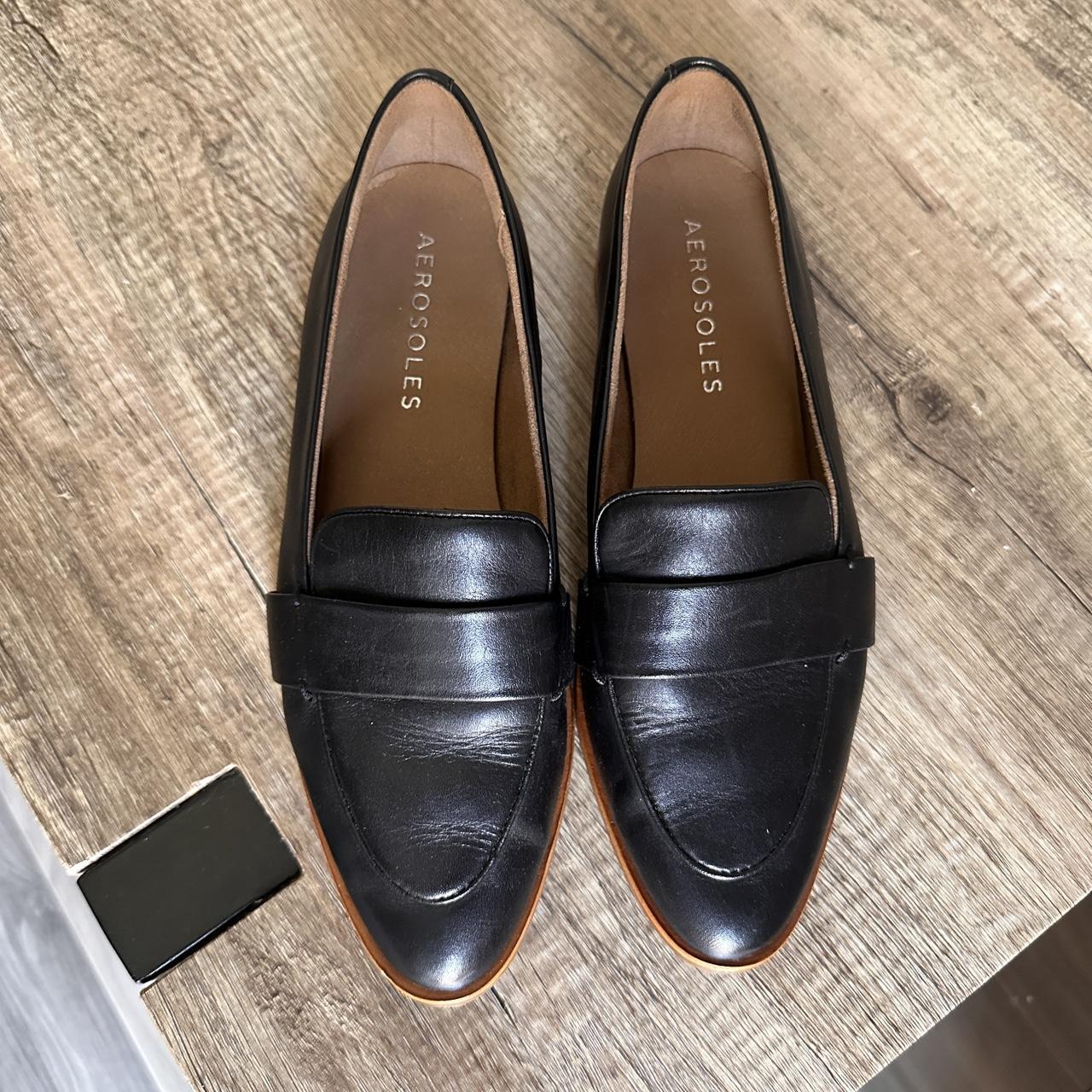 Aerosoles black leather loafers size 8.5. Barely... - Depop