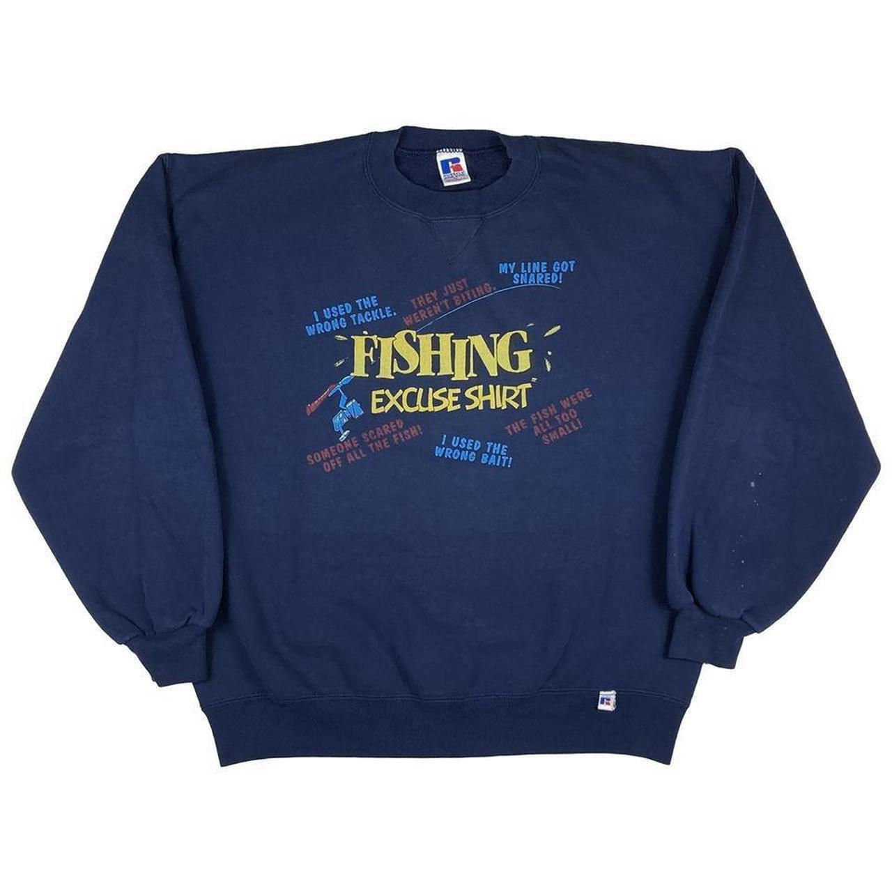 Vintage Russell Athletic Sweatshirt Fishing Size - Depop